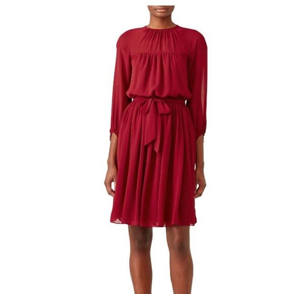 Slate & Willow Rose Illusion Dress Chiffon Lined Elastic Waist Red Womens Size 0 - Picture 1 of 14